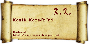 Kosik Kocsárd névjegykártya